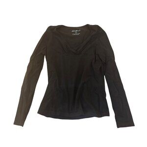 Eddie Bauer Womens Black Long Sleeve Top Size S Quiet Luxury Career Casual